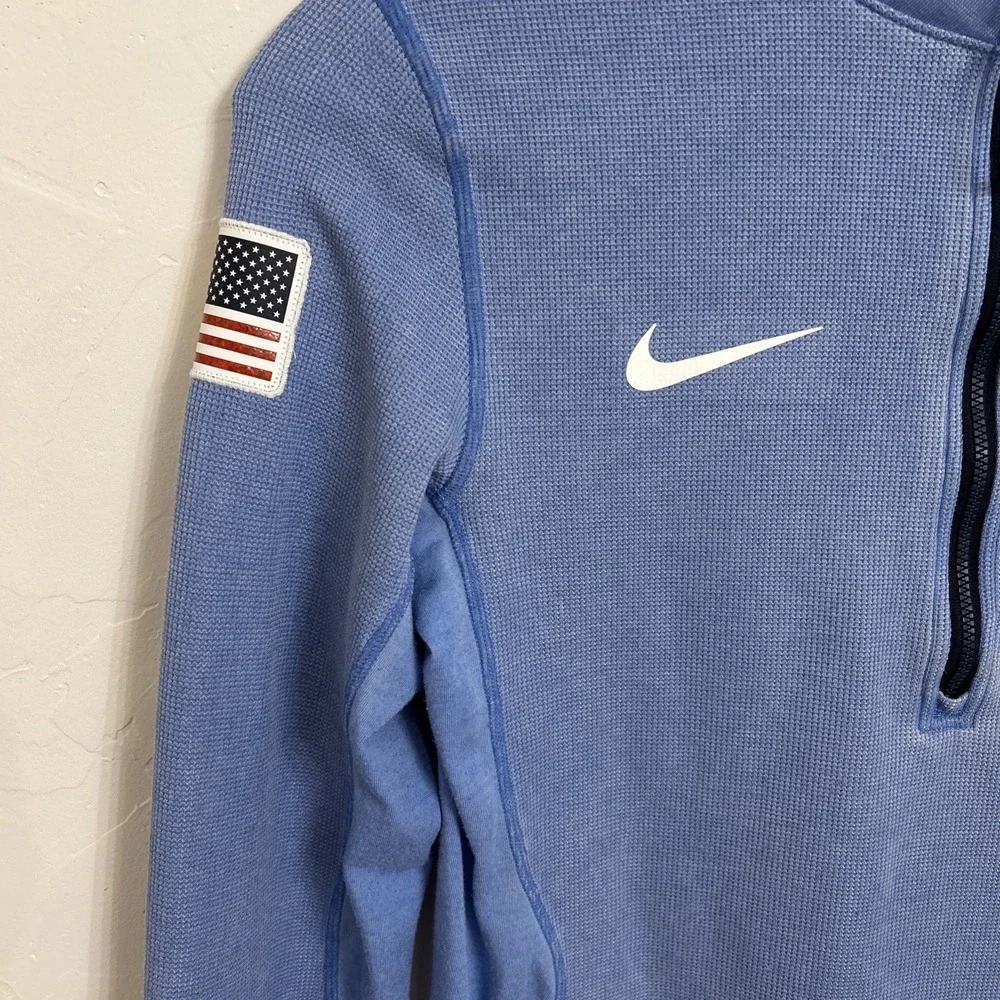 Women's Large Light Blue NIKE ACG USA Olympic Team 1/4 Zip Dri-Fit Pullover